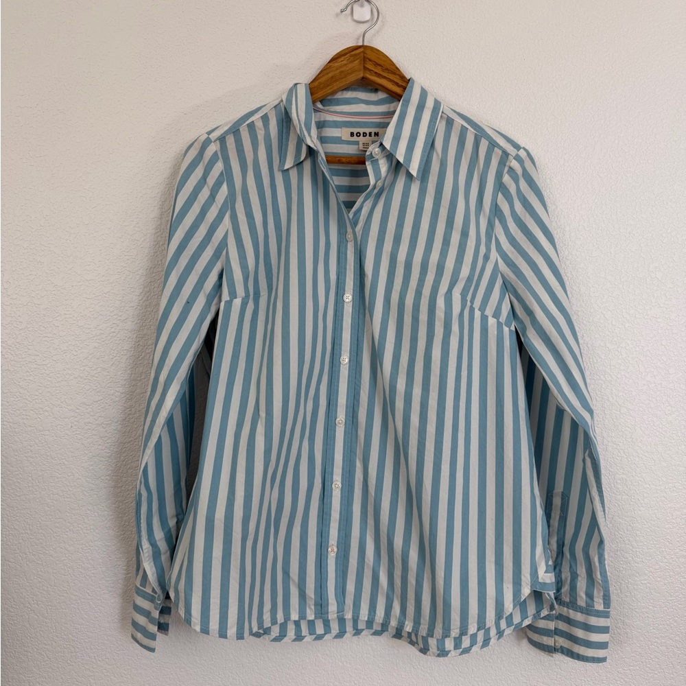 Blue and White Striped Long Sleeve Shirt - Picture 5 of 5